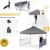 imageCROWN SHADES 10x10 Pop up Canopy Tent Instant Canopy with 150D Silver Coated Fabric Including 2 Half Sidewalls 4 Ropes 8 Stakes 4 Weight Bags STO N Go Bag WhiteGray