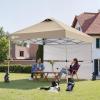 imageCROWN SHADES 10x10 Pop up Canopy Tent Instant Canopy with 150D Silver Coated Fabric Including 2 Half Sidewalls 4 Ropes 8 Stakes 4 Weight Bags STO N Go Bag WhiteBeige