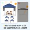 imageCROWN SHADES 10x10 Pop up Canopy Tent Instant Canopy with 150D Silver Coated Fabric Including 2 Half Sidewalls 4 Ropes 8 Stakes 4 Weight Bags STO N Go Bag WhiteNavy Blue