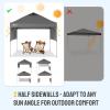 imageCROWN SHADES 10x10 Pop up Canopy Tent Instant Canopy with 150D Silver Coated Fabric Including 2 Half Sidewalls 4 Ropes 8 Stakes 4 Weight Bags STO N Go Bag WhiteGray