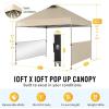 imageCROWN SHADES 10x10 Pop up Canopy Tent Instant Canopy with 150D Silver Coated Fabric Including 2 Half Sidewalls 4 Ropes 8 Stakes 4 Weight Bags STO N Go Bag WhiteBeige