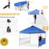 imageCROWN SHADES 10x10 Pop up Canopy Tent Instant Canopy with 150D Silver Coated Fabric Including 2 Half Sidewalls 4 Ropes 8 Stakes 4 Weight Bags STO N Go Bag WhiteBlue