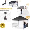 imageCROWN SHADES 10x10 Pop up Canopy Tent Instant Canopy with 150D Silver Coated Fabric Including 2 Half Sidewalls 4 Ropes 8 Stakes 4 Weight Bags STO N Go Bag WhiteBlack