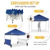 imageCROWN SHADES 10x10 Pop up Canopy Tent Instant Canopy with 150D Silver Coated Fabric Including 2 Half Sidewalls 4 Ropes 8 Stakes 4 Weight Bags STO N Go Bag WhiteNavy Blue