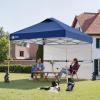 imageCROWN SHADES 10x10 Pop up Canopy Tent Instant Canopy with 150D Silver Coated Fabric Including 2 Half Sidewalls 4 Ropes 8 Stakes 4 Weight Bags STO N Go Bag WhiteNavy Blue