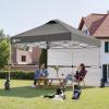 imageCROWN SHADES 10x10 Pop up Canopy Tent Instant Canopy with 150D Silver Coated Fabric Including 2 Half Sidewalls 4 Ropes 8 Stakes 4 Weight Bags STO N Go Bag WhiteGray