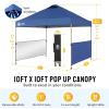 imageCROWN SHADES 10x10 Pop up Canopy Tent Instant Canopy with 150D Silver Coated Fabric Including 2 Half Sidewalls 4 Ropes 8 Stakes 4 Weight Bags STO N Go Bag WhiteNavy Blue