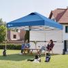 imageCROWN SHADES 10x10 Pop up Canopy Tent Instant Canopy with 150D Silver Coated Fabric Including 2 Half Sidewalls 4 Ropes 8 Stakes 4 Weight Bags STO N Go Bag WhiteBlue