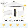 imageCROWN SHADES 10x10 Pop up Canopy Tent Instant Canopy with 150D Silver Coated Fabric Including 2 Half Sidewalls 4 Ropes 8 Stakes 4 Weight Bags STO N Go Bag WhiteWhite