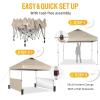 imageCROWN SHADES 10x10 Pop up Canopy Tent Instant Canopy with 150D Silver Coated Fabric Including 2 Half Sidewalls 4 Ropes 8 Stakes 4 Weight Bags STO N Go Bag WhiteBeige