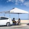 imageCROWN SHADES 10x10 Pop up Canopy Tent Instant Commercial Canopy with Extend Awning Patended Centerlock 150D Silver Coated Fabric 4 Ropes 8 Stakes 4 Weight Bags STO N Go Bag KhakiWhite