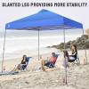 imageCROWN SHADES 9x9 Pop Up Canopy Tent Slanted Legs for Added Stability  Beach Tent Sun Shelter for Outdoor Shades  Canopy with 11x11 Base with Carry Bag WhiteBlue