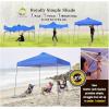 imageCROWN SHADES 9x9 Pop Up Canopy Tent Slanted Legs for Added Stability  Beach Tent Sun Shelter for Outdoor Shades  Canopy with 11x11 Base with Carry Bag WhiteBlue