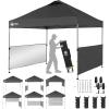 imageCROWN SHADES 10x10 Pop up Canopy Tent Instant Canopy with 150D Silver Coated Fabric Including 2 Half Sidewalls 4 Ropes 8 Stakes 4 Weight Bags STO N Go Bag WhiteBlack