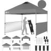 imageCROWN SHADES 10x10 Pop up Canopy Tent Instant Canopy with 150D Silver Coated Fabric Including 2 Half Sidewalls 4 Ropes 8 Stakes 4 Weight Bags STO N Go Bag WhiteGrid Gray