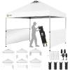 imageCROWN SHADES 10x10 Pop up Canopy Tent Instant Canopy with 150D Silver Coated Fabric Including 2 Half Sidewalls 4 Ropes 8 Stakes 4 Weight Bags STO N Go Bag WhiteWhite