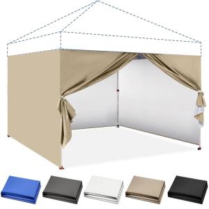 imageCROWN SHADES 10x10 Canopy Sidewalls 4pck  Canopy Walls 10x10 Sidewalls for Canopy  Canopy Cover Canopy Accessories GreyKhaki