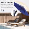 imageCROWN SHADES 9 Ft Patio Umbrella  Polyester Outdoor Umbrella with 30 Push Button Tilt Patented Edge Connection Windproof Design for Patio Pool Garden ampamp Table UV ResistentBlue