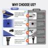 imageCROWN SHADES 9 Ft Patio Umbrella  Polyester Outdoor Umbrella with 30 Push Button Tilt Patented Edge Connection Windproof Design for Patio Pool Garden ampamp Table UV ResistentBlue