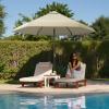 imageCROWN SHADES 9 Ft Patio Umbrella with AutoTilt ampamp Olefin Fabric  Patented 45 Edge Connection Windproof Outdoor Umbrella for Table Pool Beach Silky Crank SystemBeige