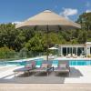 imageCROWN SHADES 9 Ft Patio Umbrella with AutoTilt ampamp Olefin Fabric  Patented 90 Edge Connection Windproof Outdoor Umbrella for Table Pool Beach Silky Crank SystemBeige