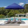 imageCROWN SHADES 9 Ft Patio Umbrella with AutoTilt ampamp Olefin Fabric  Patented 90 Edge Connection Windproof Outdoor Umbrella for Table Pool Beach Silky Crank SystemBlue