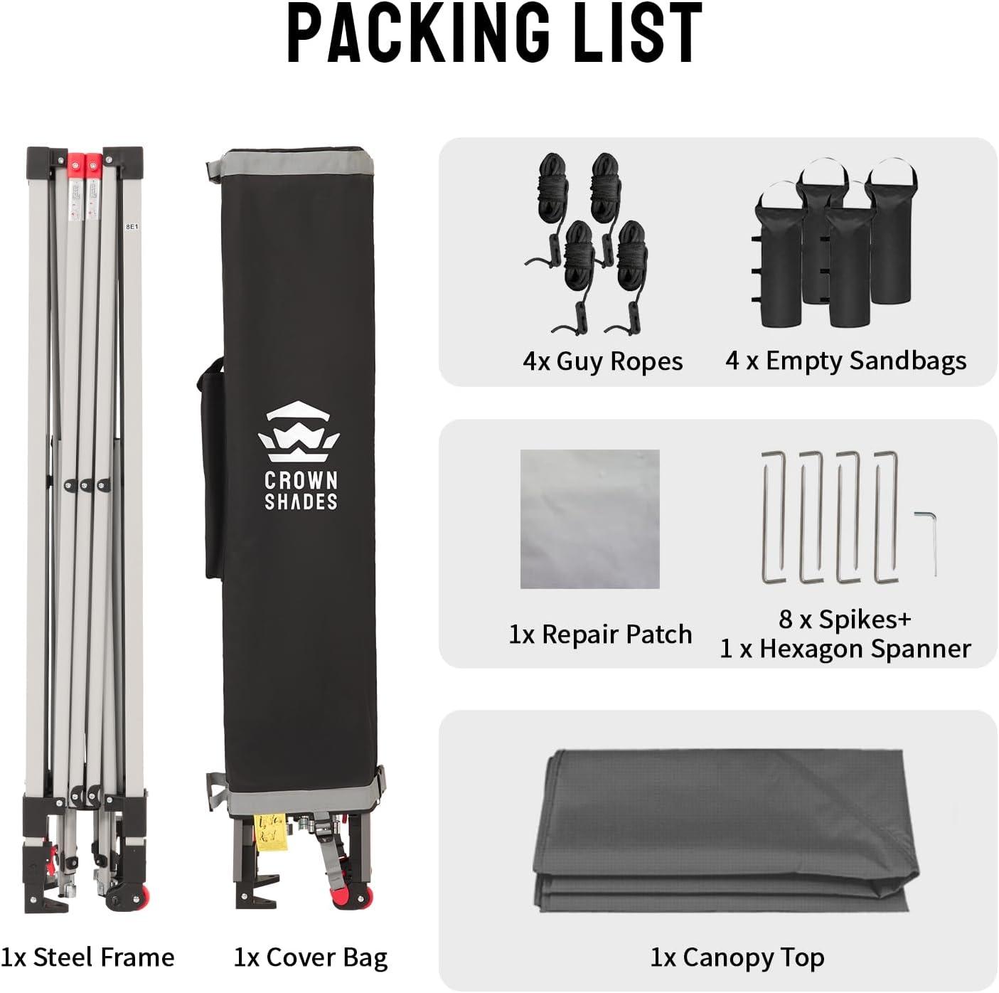 imageCROWN SHADES 10x10 Pop Up Canopy  Beach Tent with One Push Setup  Easy Outdoor Sun Shade for Events Parties Camping  Gazebo with STONGo Cover Bag Silver Coated Top Cyan Blue StripesGrid Grey