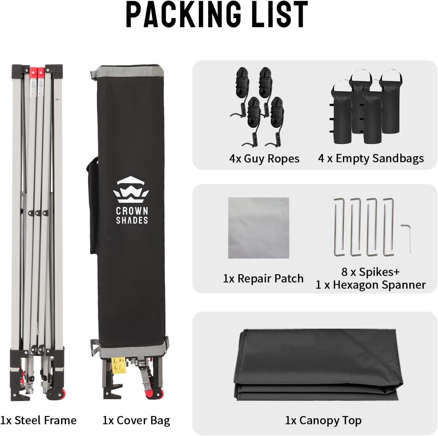 imageCROWN SHADES 10x10 Pop Up Canopy  Beach Tent with One Push Setup  Easy Outdoor Sun Shade for Events Parties Camping  Gazebo with STONGo Cover Bag Silver Coated Top Cyan Blue StripesBlack