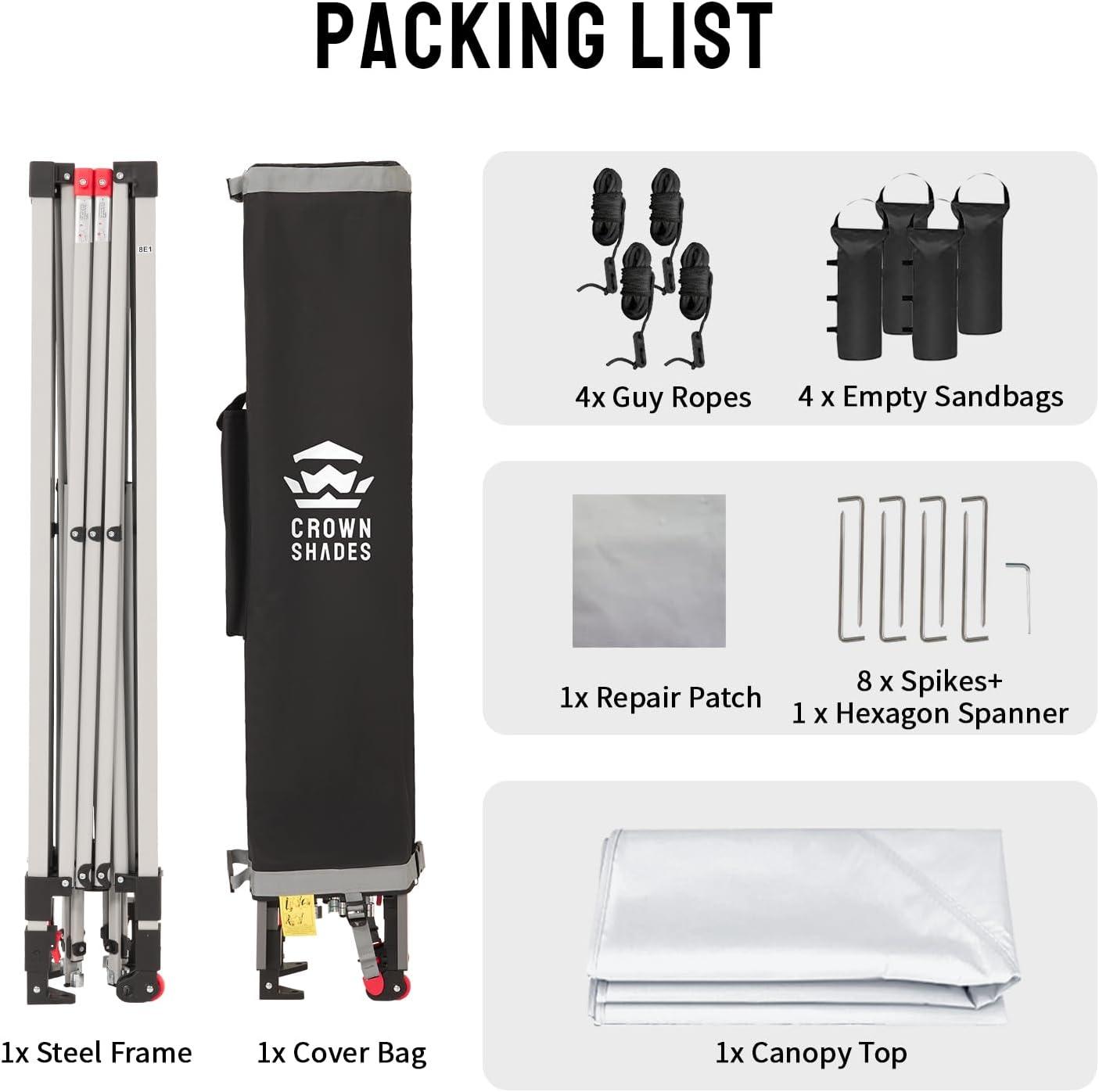 imageCROWN SHADES 10x10 Pop Up Canopy  Beach Tent with One Push Setup  Easy Outdoor Sun Shade for Events Parties Camping  Gazebo with STONGo Cover Bag Silver Coated Top Cyan Blue StripesGrid White