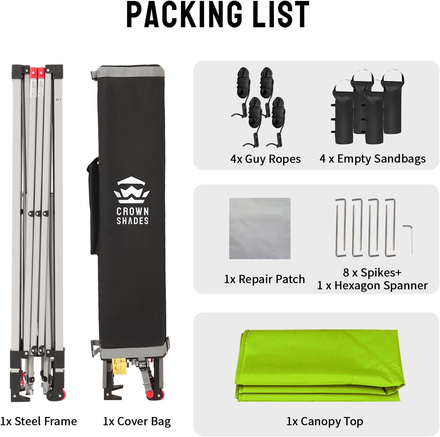 imageCROWN SHADES 10x10 Pop Up Canopy  Beach Tent with One Push Setup  Easy Outdoor Sun Shade for Events Parties Camping  Gazebo with STONGo Cover Bag Silver Coated Top Cyan Blue StripesGreen