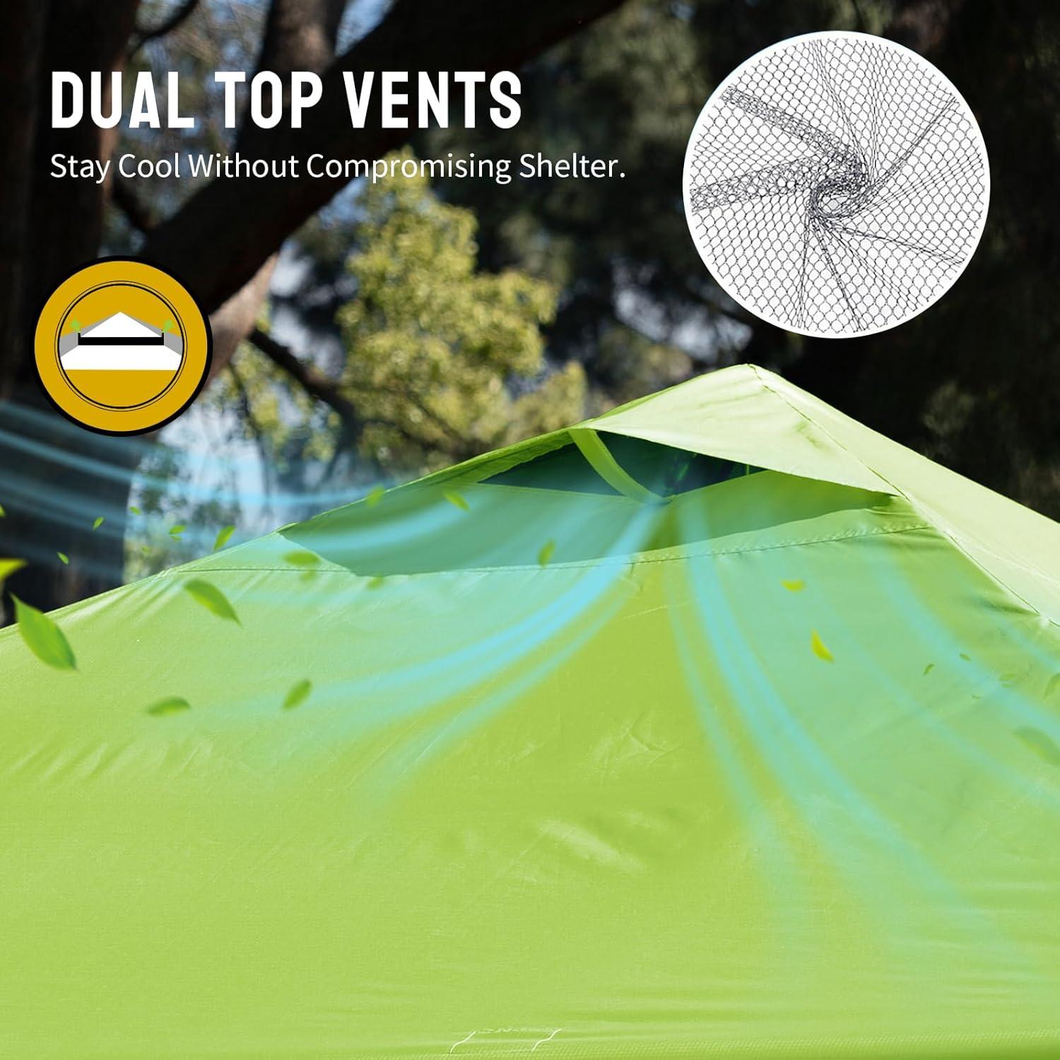 imageCROWN SHADES 10x10 Pop Up Canopy  Beach Tent with One Push Setup  Easy Outdoor Sun Shade for Events Parties Camping  Gazebo with STONGo Cover Bag Silver Coated Top Cyan Blue StripesGreen