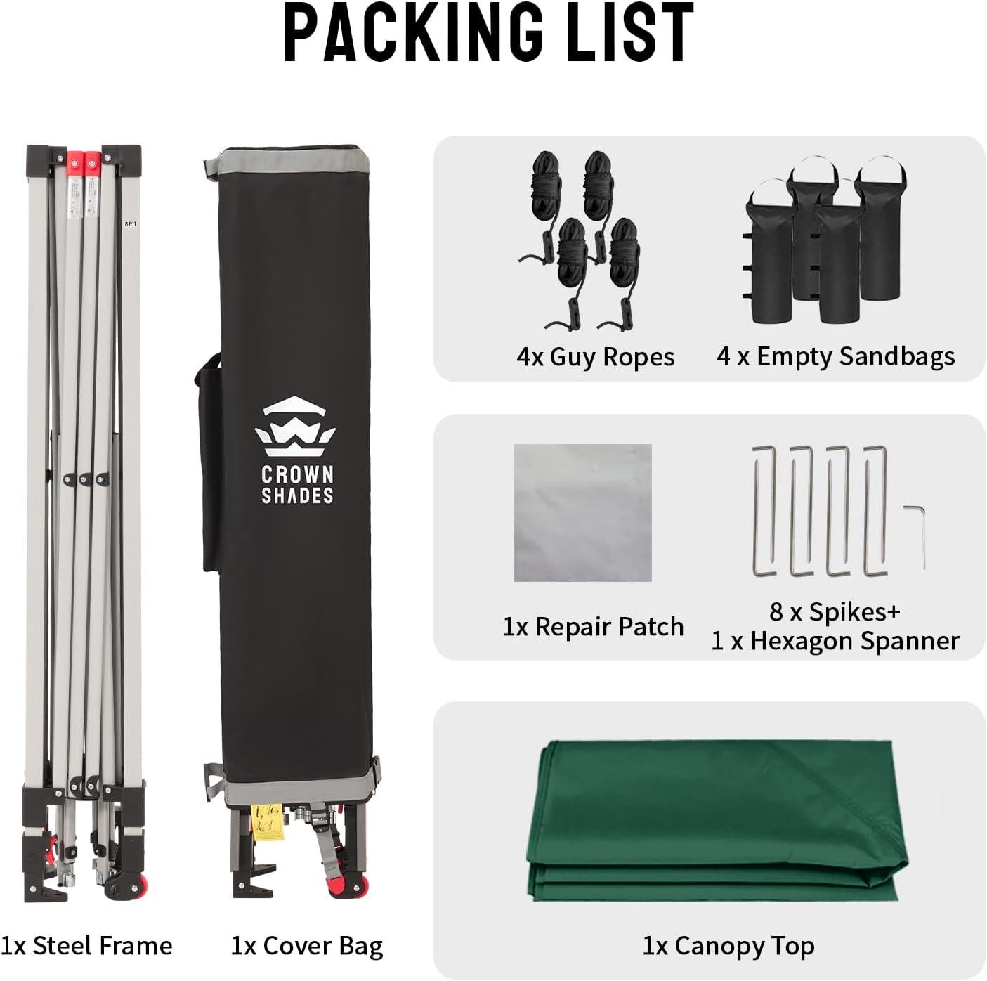 imageCROWN SHADES 10x10 Pop Up Canopy  Beach Tent with One Push Setup  Easy Outdoor Sun Shade for Events Parties Camping  Gazebo with STONGo Cover Bag Silver Coated Top Cyan Blue StripesForest Green