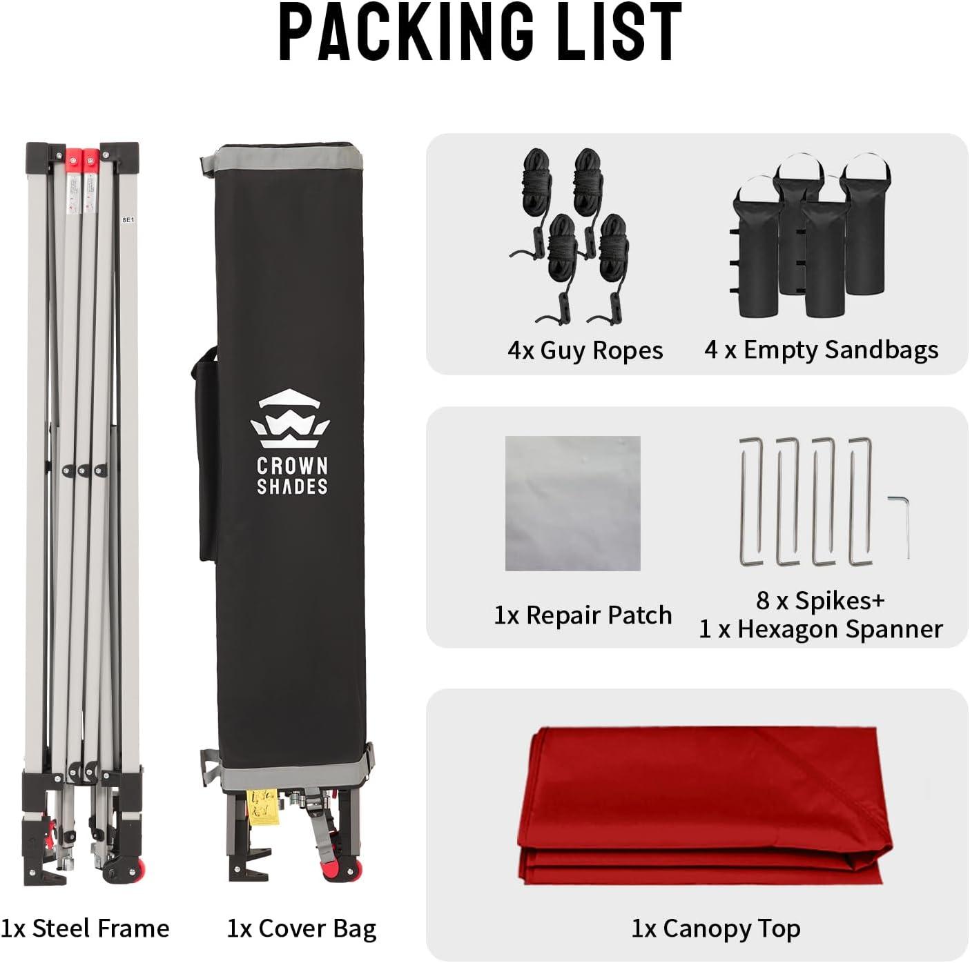 imageCROWN SHADES 10x10 Pop Up Canopy  Beach Tent with One Push Setup  Easy Outdoor Sun Shade for Events Parties Camping  Gazebo with STONGo Cover Bag Silver Coated Top Cyan Blue StripesRed