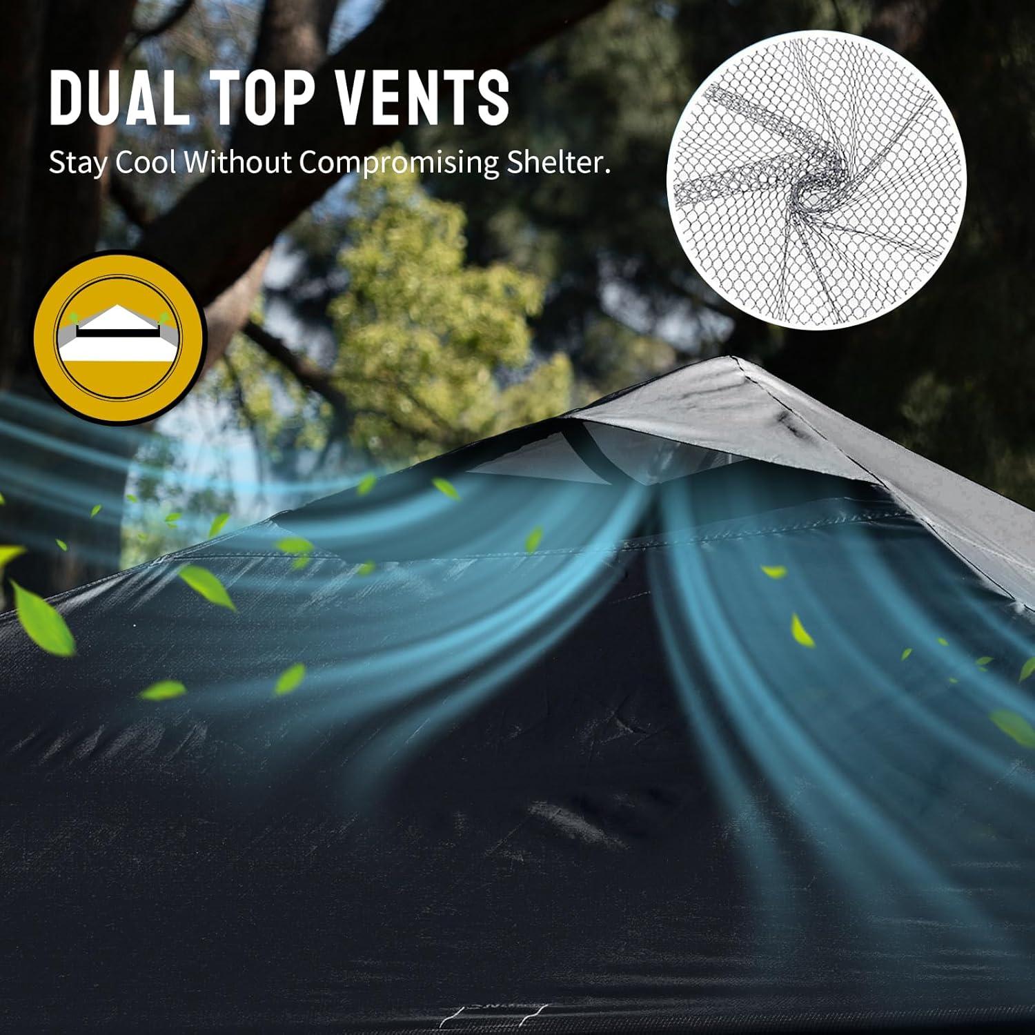 imageCROWN SHADES 10x10 Pop Up Canopy  Beach Tent with One Push Setup  Easy Outdoor Sun Shade for Events Parties Camping  Gazebo with STONGo Cover Bag Silver Coated Top Cyan Blue StripesBlack