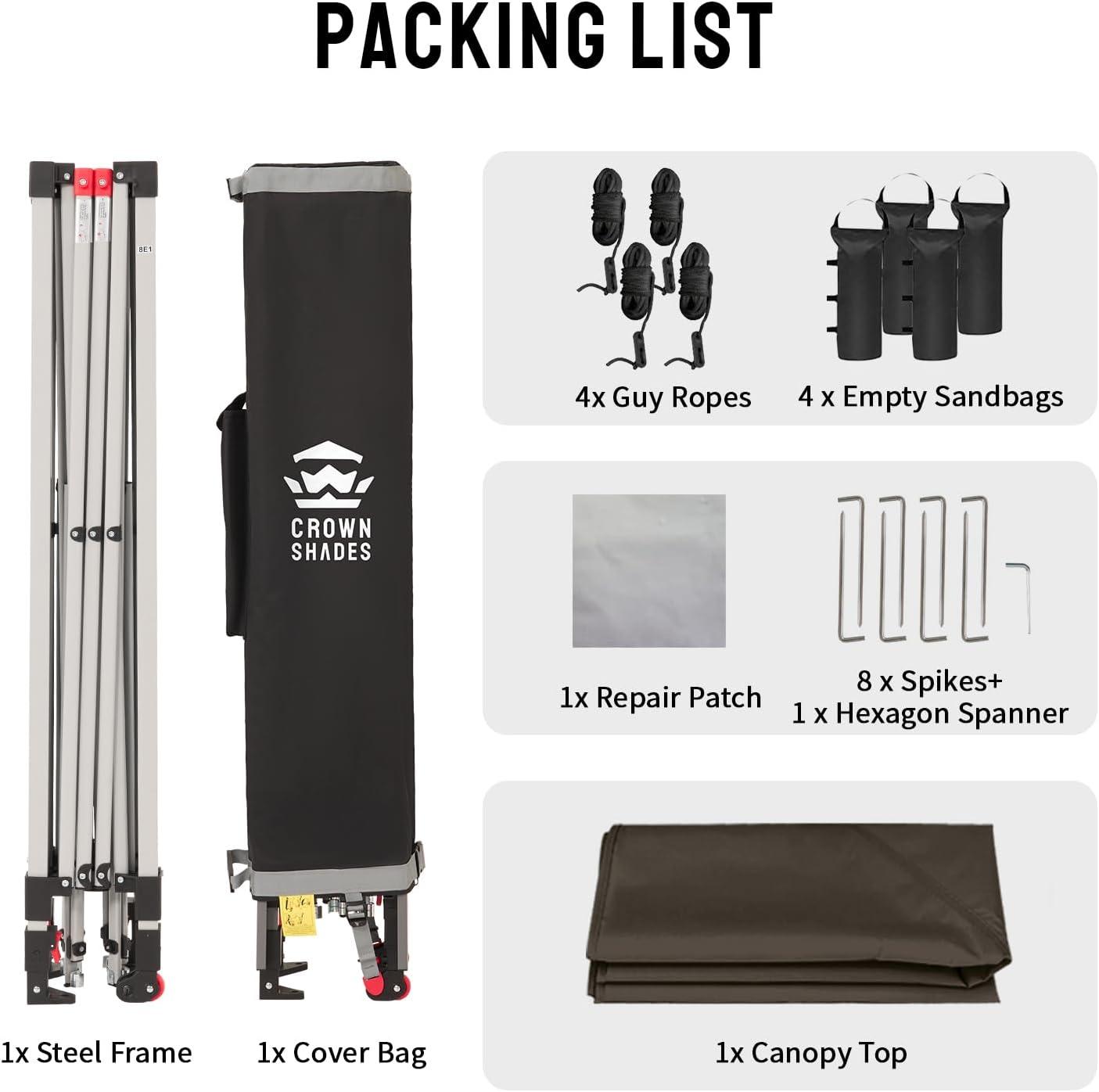 imageCROWN SHADES 10x10 Pop Up Canopy  Beach Tent with One Push Setup  Easy Outdoor Sun Shade for Events Parties Camping  Gazebo with STONGo Cover Bag Silver Coated Top Cyan Blue StripesCoffee