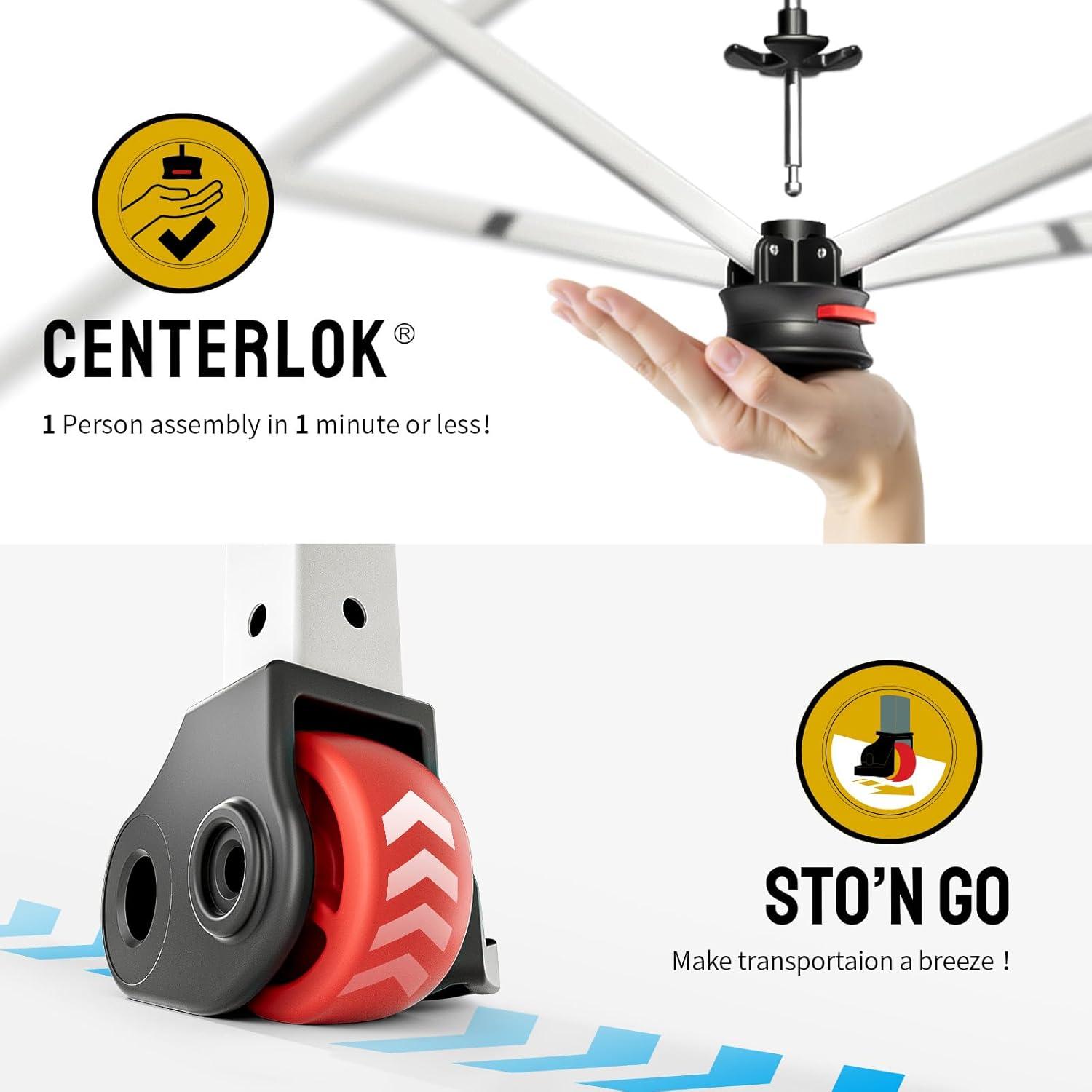 imageCROWN SHADES 10x10 Pop Up Canopy  Beach Tent with One Push Setup  Easy Outdoor Sun Shade for Events Parties Camping  Gazebo with STONGo Cover Bag Silver Coated Top Cyan Blue StripesForest Green