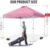 imageCROWN SHADES 10x10 Pop Up Canopy  Beach Tent with One Push Setup  Easy Outdoor Sun Shade for Events Parties Camping  Gazebo with STONGo Cover Bag Silver Coated Top Cyan Blue StripesPink