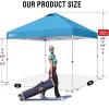 imageCROWN SHADES 10x10 Pop Up Canopy  Beach Tent with One Push Setup  Easy Outdoor Sun Shade for Events Parties Camping  Gazebo with STONGo Cover Bag Silver Coated Top Cyan Blue StripesSky Blue