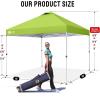 imageCROWN SHADES 10x10 Pop Up Canopy  Beach Tent with One Push Setup  Easy Outdoor Sun Shade for Events Parties Camping  Gazebo with STONGo Cover Bag Silver Coated Top Cyan Blue StripesGreen