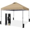 imageCROWN SHADES 10x10 Pop Up Canopy Tent  Patented Center Lock One Push Instant Outdoor Canopy Beach Tent with STONGo Bag 8 Stakes ampamp 4 Sand BagsGrid Grey10x10 Adjustable