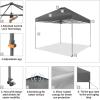 imageCROWN SHADES 10x10 Pop Up Canopy Tent  Patented Center Lock One Push Instant Outdoor Canopy Beach Tent with STONGo Bag 8 Stakes ampamp 4 Sand BagsGrid Grey10x10 Infinite Adjustment