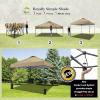 imageCROWN SHADES 10x10 Pop Up Canopy Tent  Patented Center Lock One Push Instant Outdoor Canopy Beach Tent with STONGo Bag 8 Stakes ampamp 4 Sand BagsGrid Grey10x10 Adjustable
