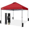 imageCROWN SHADES 10x10 Pop Up Canopy Tent  Patented Center Lock One Push Instant Outdoor Canopy Beach Tent with STONGo Bag 8 Stakes ampamp 4 Sand BagsGrid Grey10x10 Adjustable