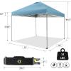 imageCROWN SHADES 10x10 Pop Up Canopy Tent  Patented Center Lock One Push Instant Outdoor Canopy Beach Tent with STONGo Bag 8 Stakes ampamp 4 Sand BagsGrid Grey10x10 Infinite Adjustment