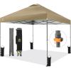 imageCROWN SHADES 10x10 Pop Up Canopy Tent  Patented Center Lock One Push Instant Outdoor Canopy Beach Tent with STONGo Bag 8 Stakes ampamp 4 Sand BagsGrid Grey10x10 Infinite Adjustment