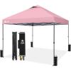 imageCROWN SHADES 10x10 Pop Up Canopy Tent  Patented Center Lock One Push Instant Outdoor Canopy Beach Tent with STONGo Bag 8 Stakes ampamp 4 Sand BagsGrid Grey10x10 Adjustable