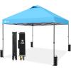 imageCROWN SHADES 10x10 Pop Up Canopy Tent  Patented Center Lock One Push Instant Outdoor Canopy Beach Tent with STONGo Bag 8 Stakes ampamp 4 Sand BagsGrid Grey10x10 Adjustable