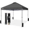 imageCROWN SHADES 10x10 Pop Up Canopy Tent  Patented Center Lock One Push Instant Outdoor Canopy Beach Tent with STONGo Bag 8 Stakes ampamp 4 Sand BagsGrid Grey10x10 Adjustable