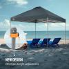 imageCROWN SHADES 10x10 Pop Up Canopy Tent  Patented Center Lock One Push Instant Outdoor Canopy Beach Tent with STONGo Bag 8 Stakes ampamp 4 Sand BagsGrid Grey10x10 Infinite Adjustment