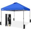 imageCROWN SHADES 10x10 Pop Up Canopy Tent  Patented Center Lock One Push Instant Outdoor Canopy Beach Tent with STONGo Bag 8 Stakes ampamp 4 Sand BagsGrid Grey10x10 Adjustable